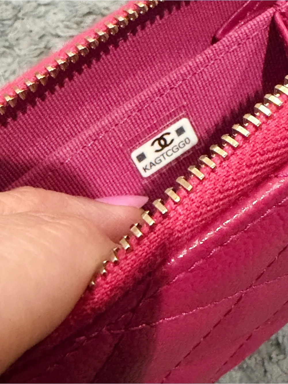 CHANEL Hot Pink Quilted Zip Card Holder